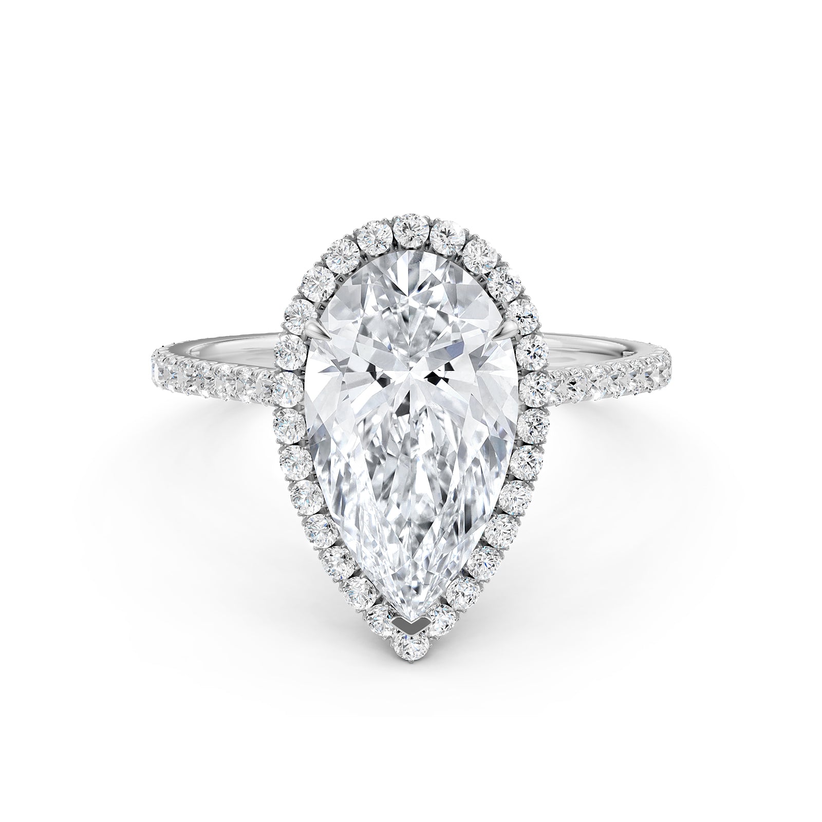 French U Pave Halo 2.54 Ctw. Round IGI Certified Diamond Engagement Ring